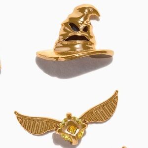 Girls Crew Harry Potter Hogwarts Sorting Hat Golden Stitch Earring Set 18K GP